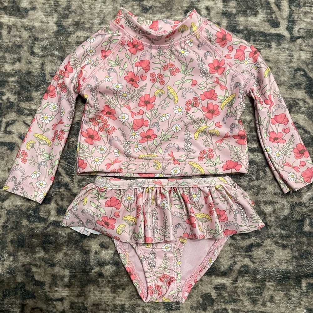 Penelope Mack Pink Floral Kids Swim Rashguard